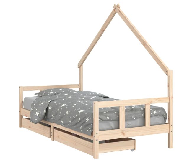 Vidaxl estrutura de cama infantil c/ gavetas 90x200 cm pinho maciço