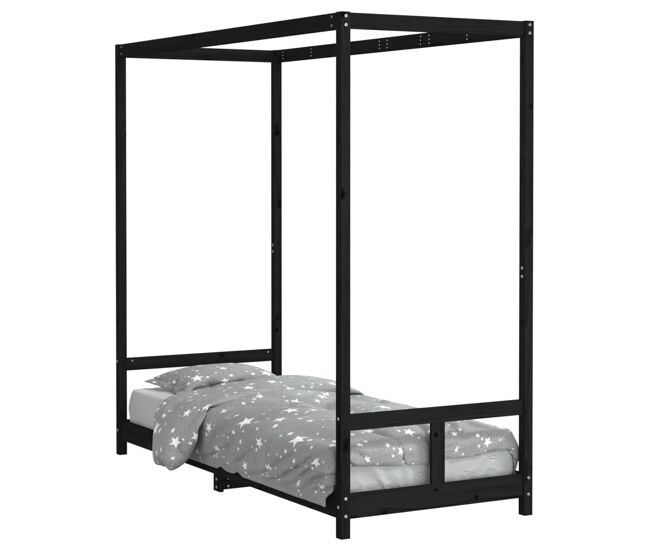 Vidaxl estrutura de cama infantil 80x200 cm pinho maciço preto