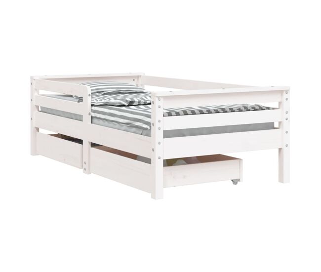 Vidaxl estrutura cama infantil c/ gavetas 70x140cm pinho maciço branco