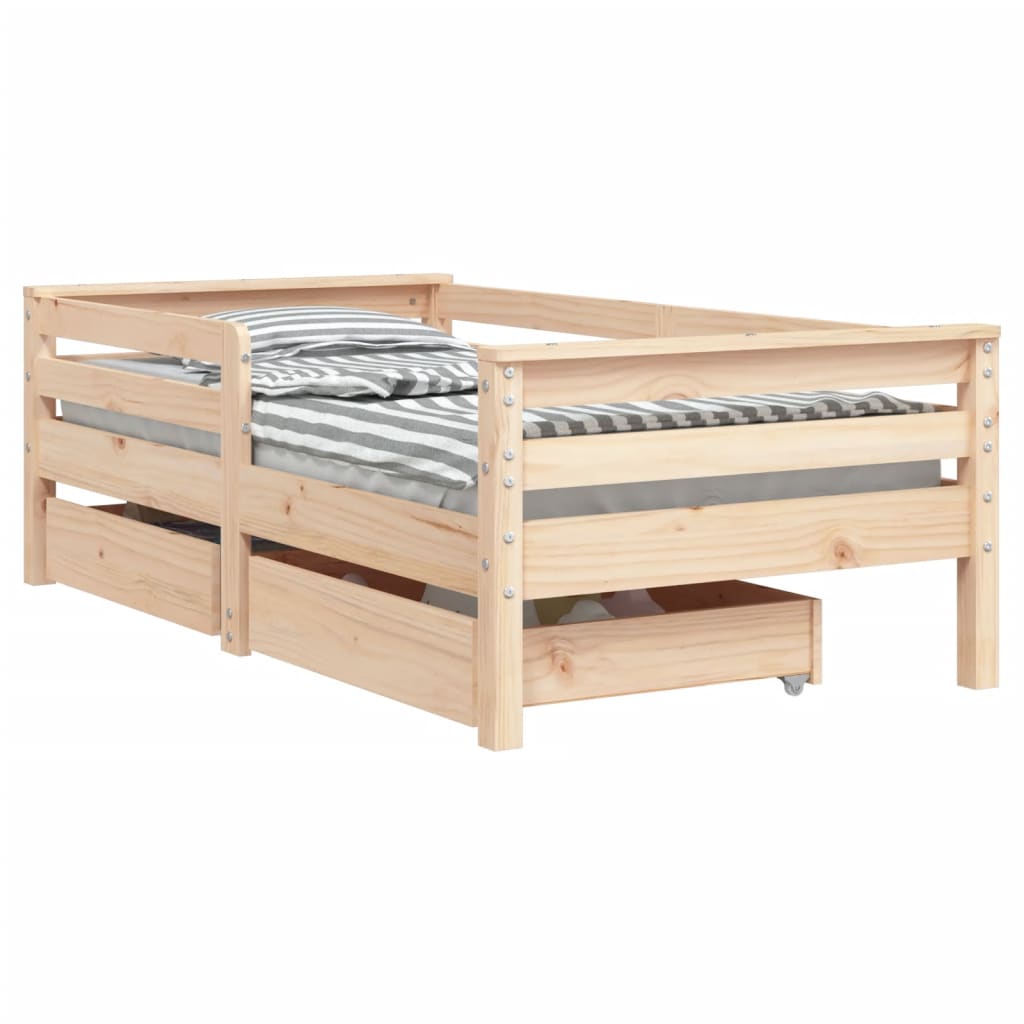 Vidaxl estrutura de cama infantil c/ gavetas 70x140 cm pinho maciço