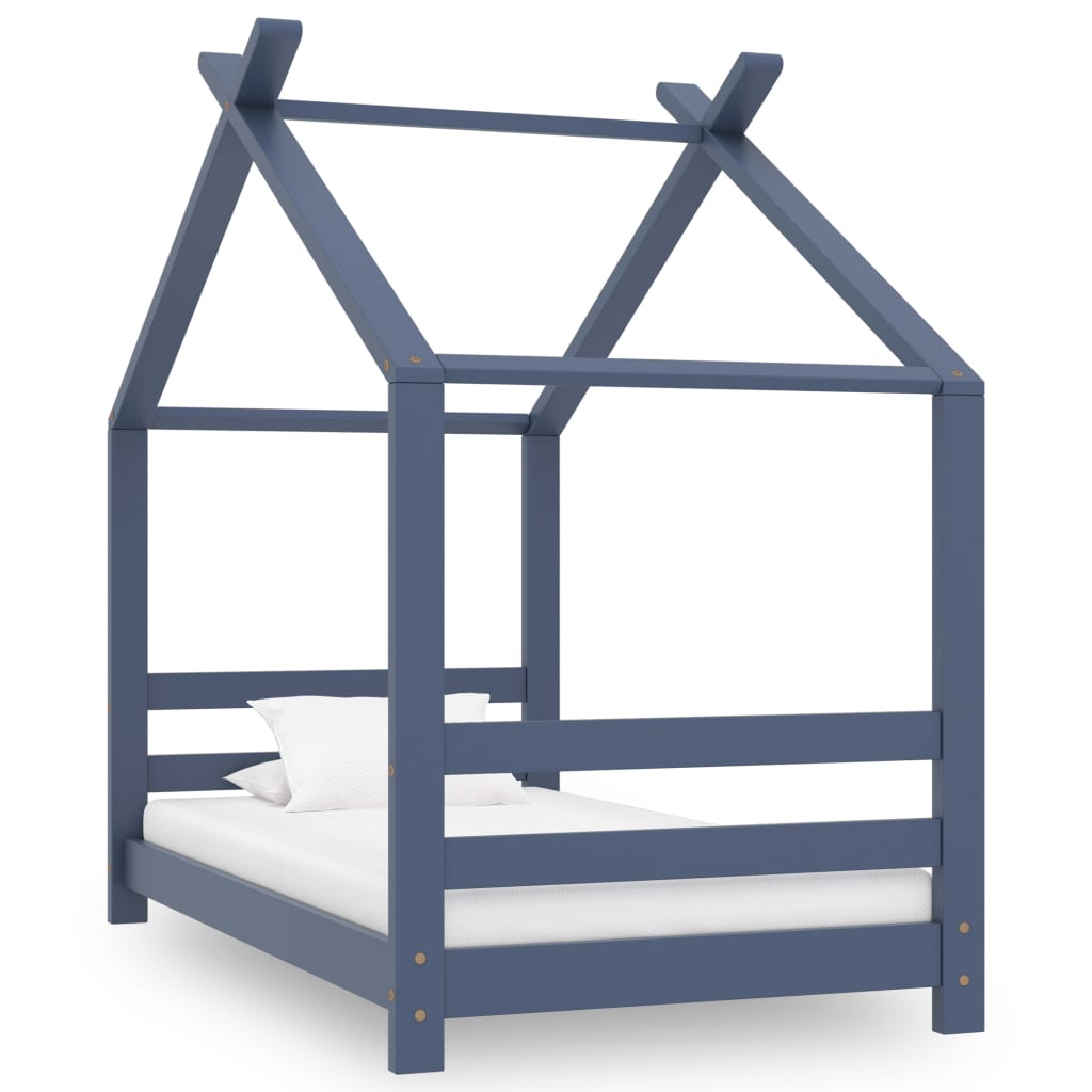 Vidaxl estrutura de cama para crianças 70x140 cm pinho maciço cinzento