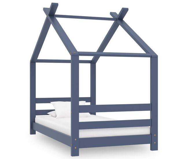 Vidaxl estrutura de cama para crianças 70x140 cm pinho maciço cinzento