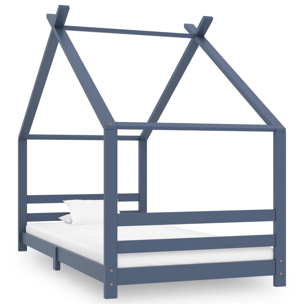 Vidaxl estrutura de cama para crianças 90x200 cm pinho maciço cinzento