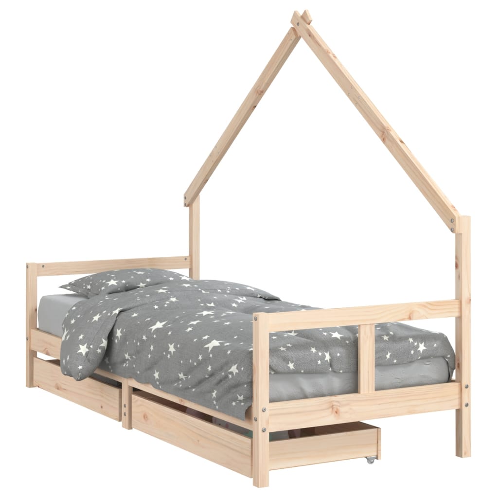 Vidaxl estrutura de cama infantil c/ gavetas 80x200 cm pinho maciço