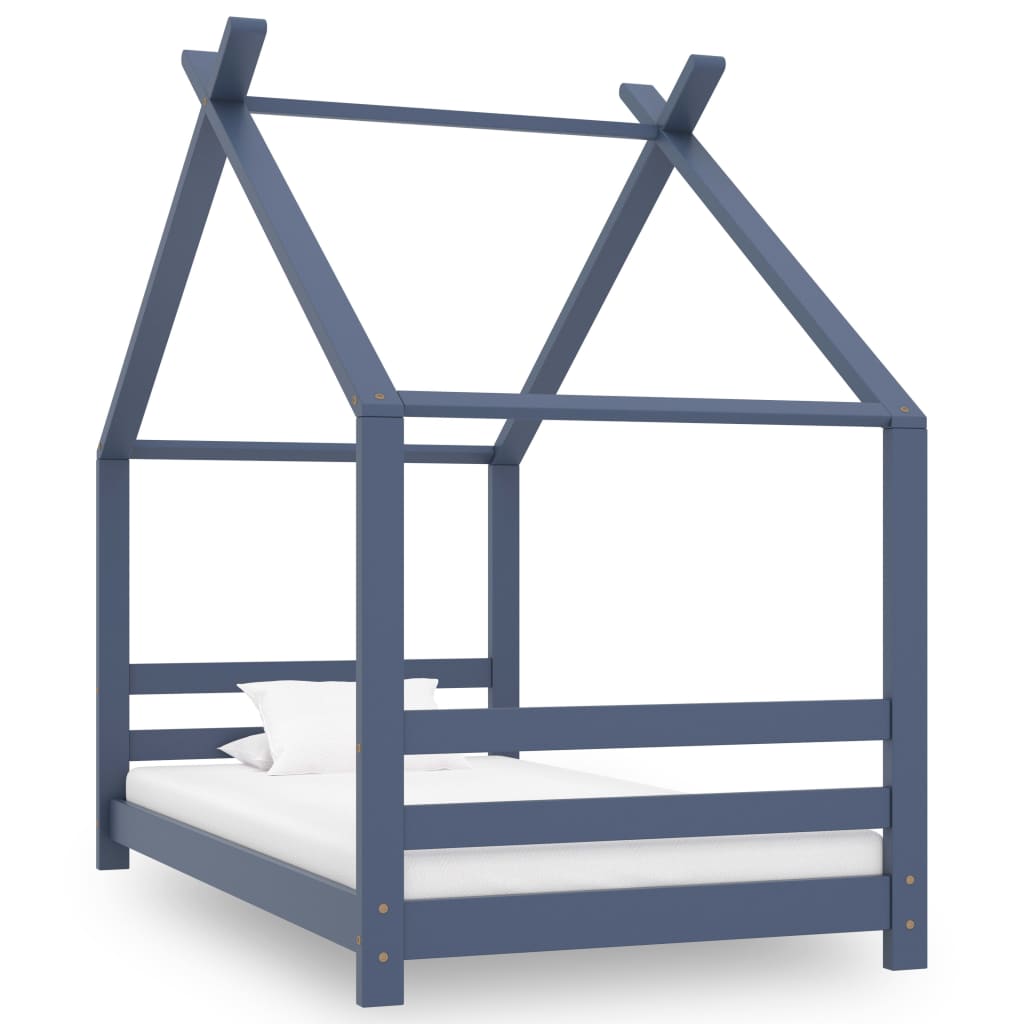 Vidaxl estrutura de cama para crianças 80x160 cm pinho maciço cinza