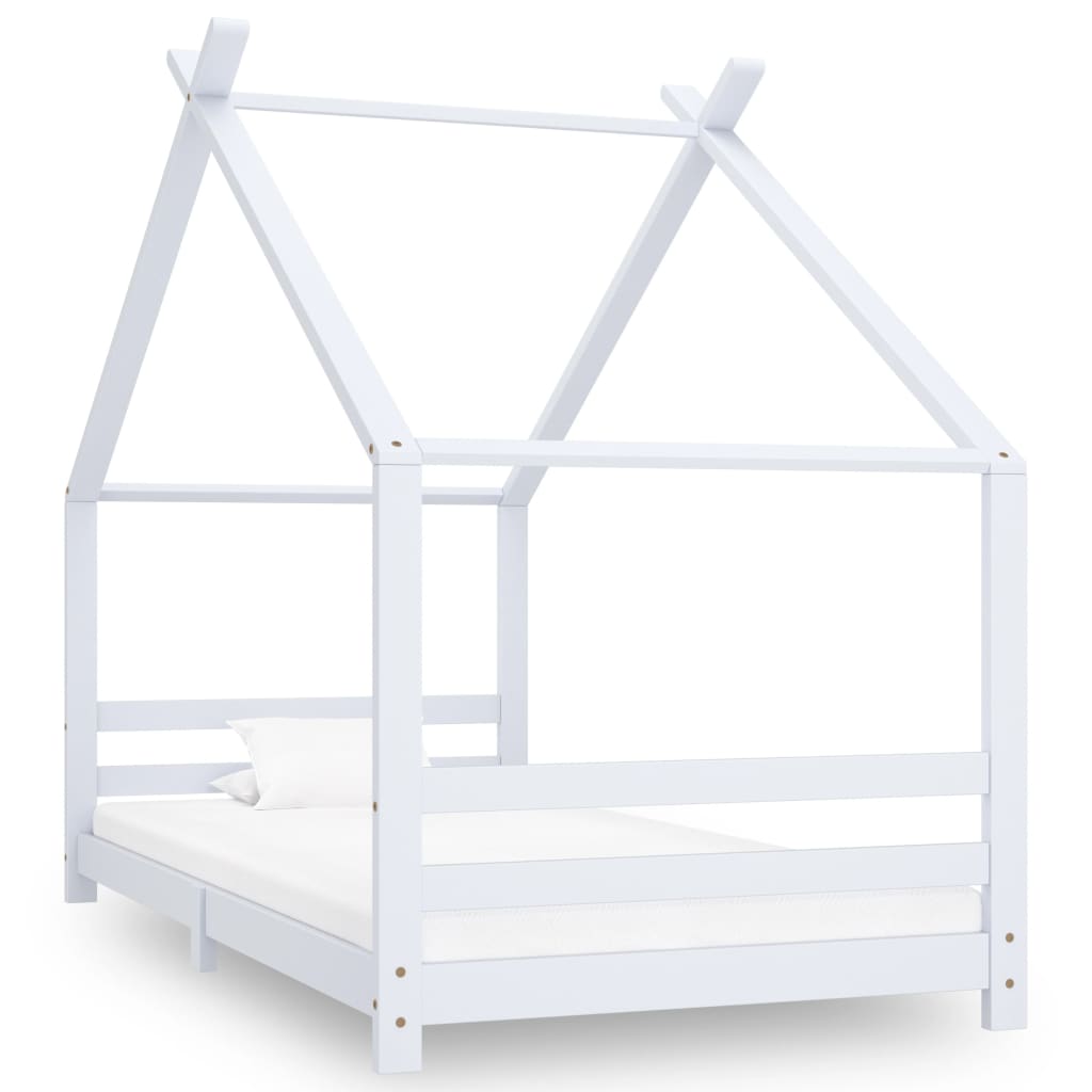 Vidaxl estrutura de cama para crianças 90x200 cm pinho maciço branco