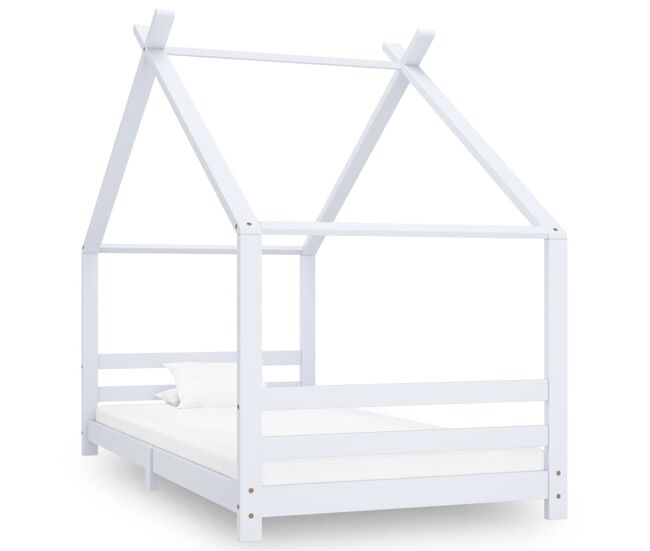 Vidaxl estrutura de cama para crianças 90x200 cm pinho maciço branco