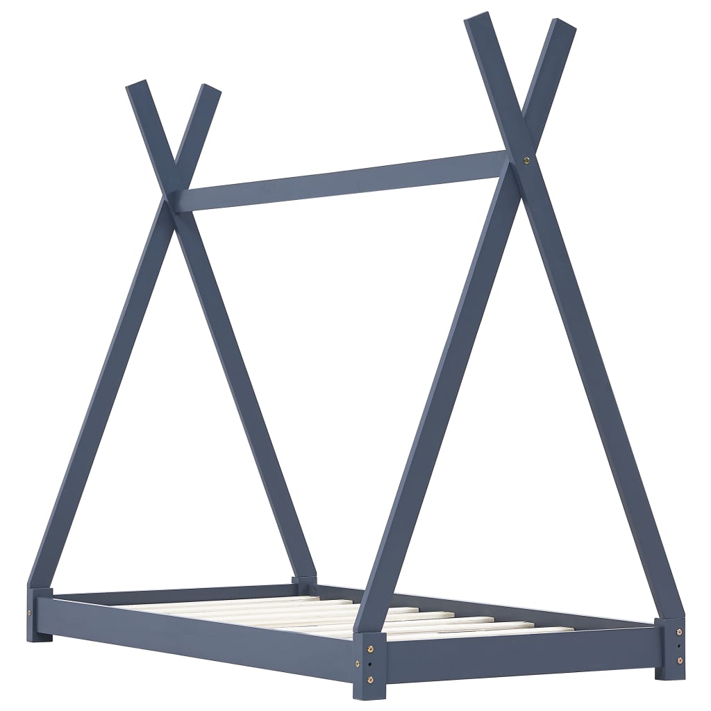 Vidaxl estrutura de cama para crianças 70x140 cm pinho maciço cinzento