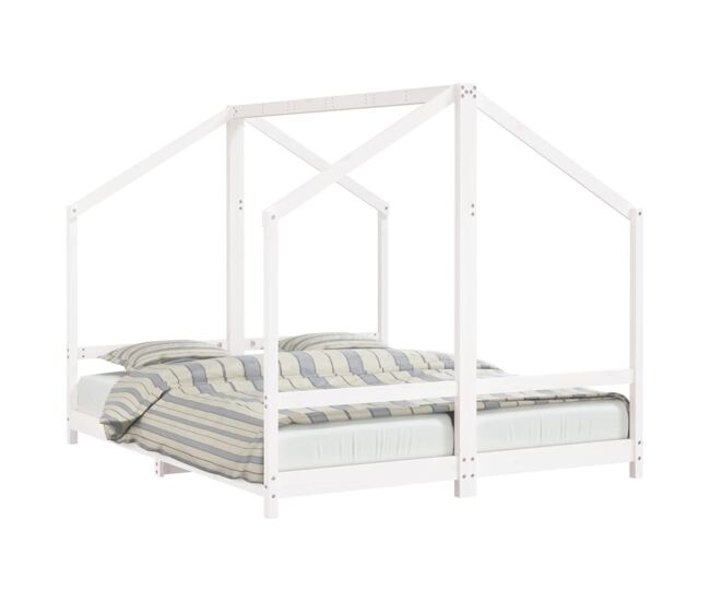 Vidaxl estrutura de cama infantil 2x(80x200) cm pinho maciço branco