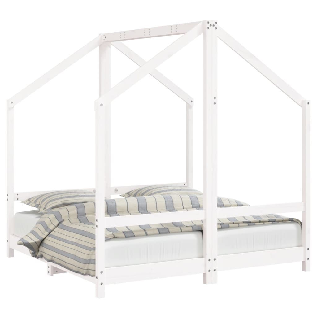 Vidaxl estrutura de cama infantil 2x(70x140) cm pinho maciço branco