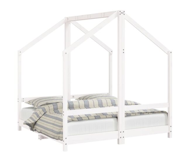 Vidaxl estrutura de cama infantil 2x(70x140) cm pinho maciço branco