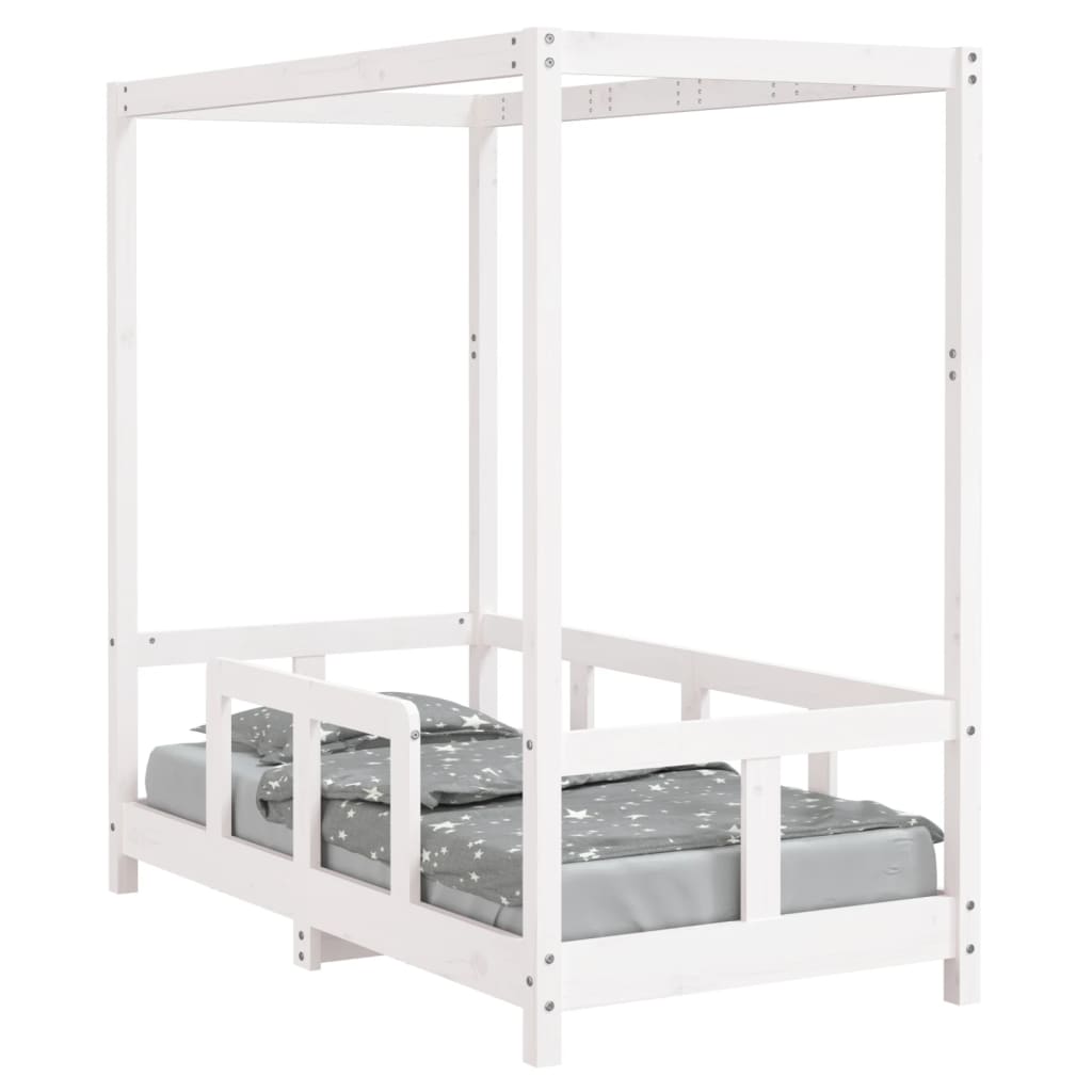 Vidaxl estrutura de cama infantil 70x140 cm pinho maciço blanc