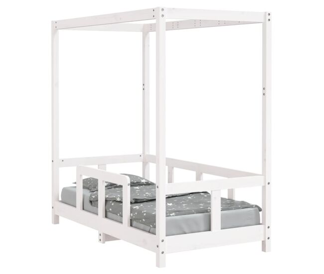 Vidaxl estrutura de cama infantil 70x140 cm pinho maciço blanc