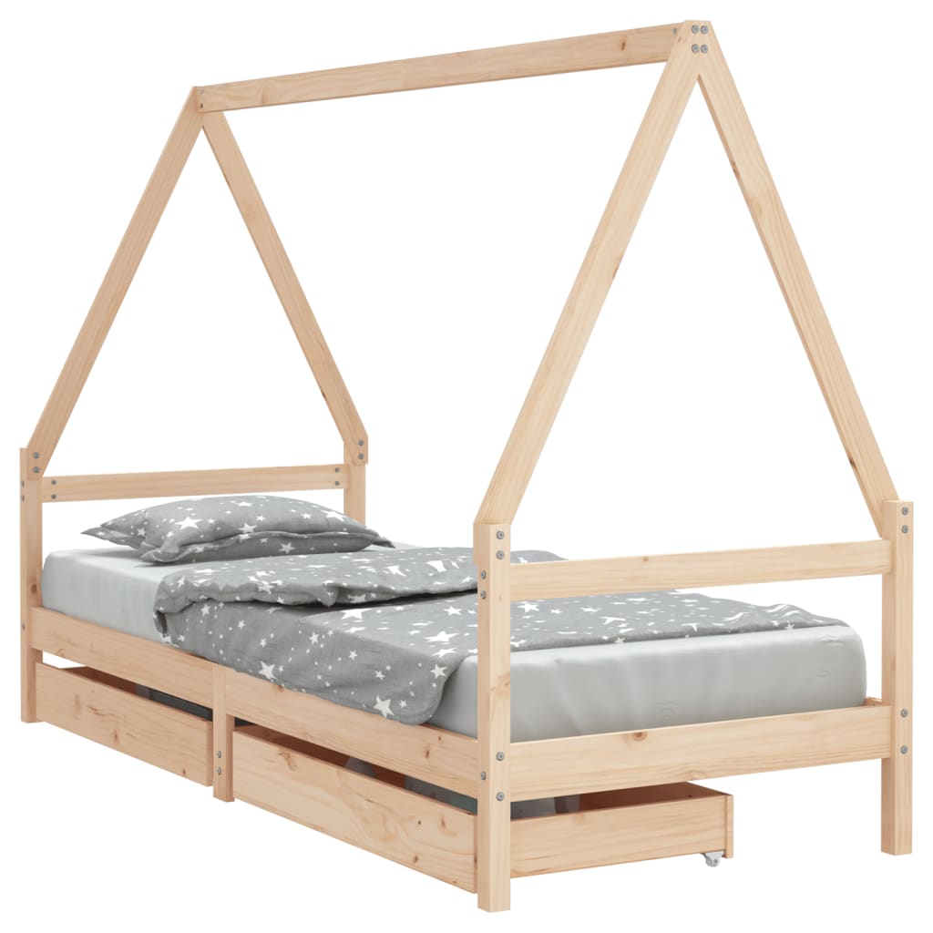 Vidaxl estrutura de cama infantil c/ gavetas 90x190 cm pinho maciço