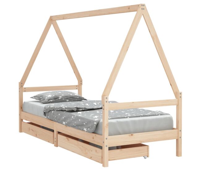 Vidaxl estrutura de cama infantil c/ gavetas 90x190 cm pinho maciço