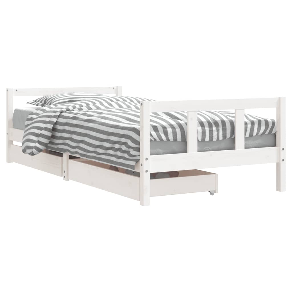 Vidaxl estrutura cama infantil c/ gavetas 90x200cm pinho maciço branco