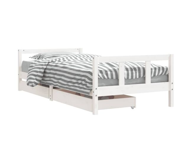 Vidaxl estrutura cama infantil c/ gavetas 90x200cm pinho maciço branco