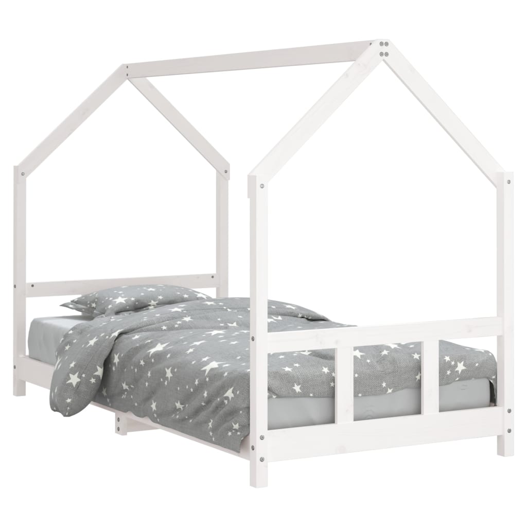 Vidaxl estrutura de cama infantil 90x200 cm pinho maciço branco