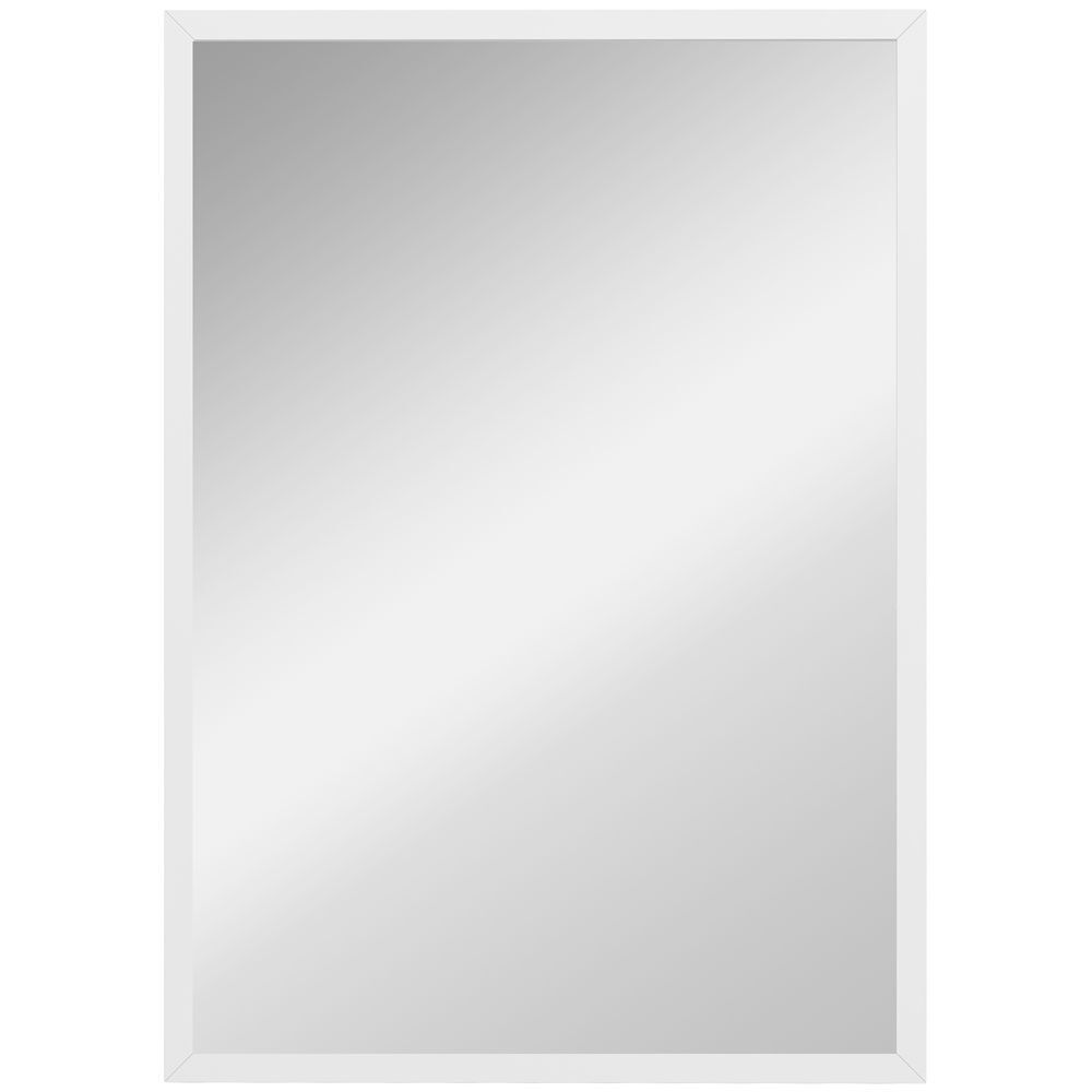 Homcom espelho de parede decorativo 50x70 cm espelho retangular espelho de casa de banho com 4 ganchos metálicos estilo moderno para sala quarto