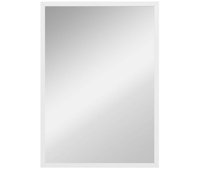 Homcom espelho de parede decorativo 50x70 cm espelho retangular espelho de casa de banho com 4 ganchos metálicos estilo moderno para sala quarto