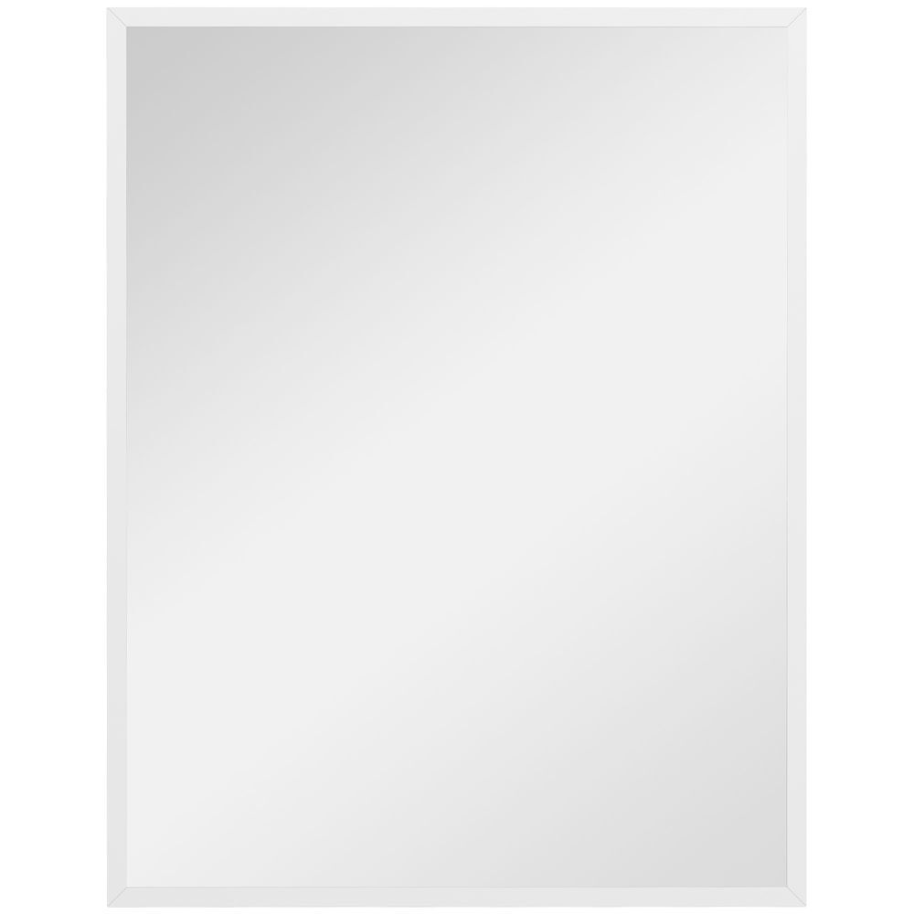 Homcom espelho de parede decorativo 70x90 cm espelho retangular espelho de casa de banho com 4 ganchos metálicos estilo moderno para sala quarto