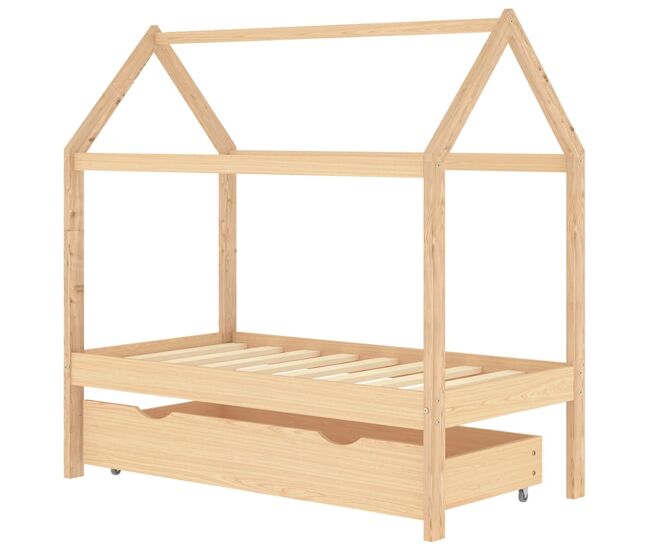 Vidaxl estrutura de cama para crianças c/ gaveta 70x140cm pinho maciço