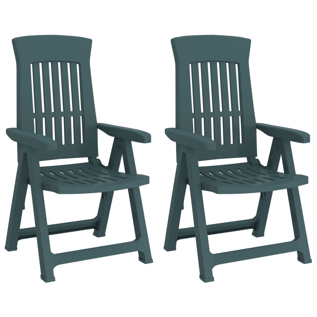 Vidaxl cadeiras de jardim reclináveis 2 pcs pp verde