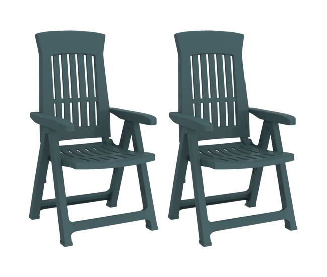 Vidaxl cadeiras de jardim reclináveis 2 pcs pp verde