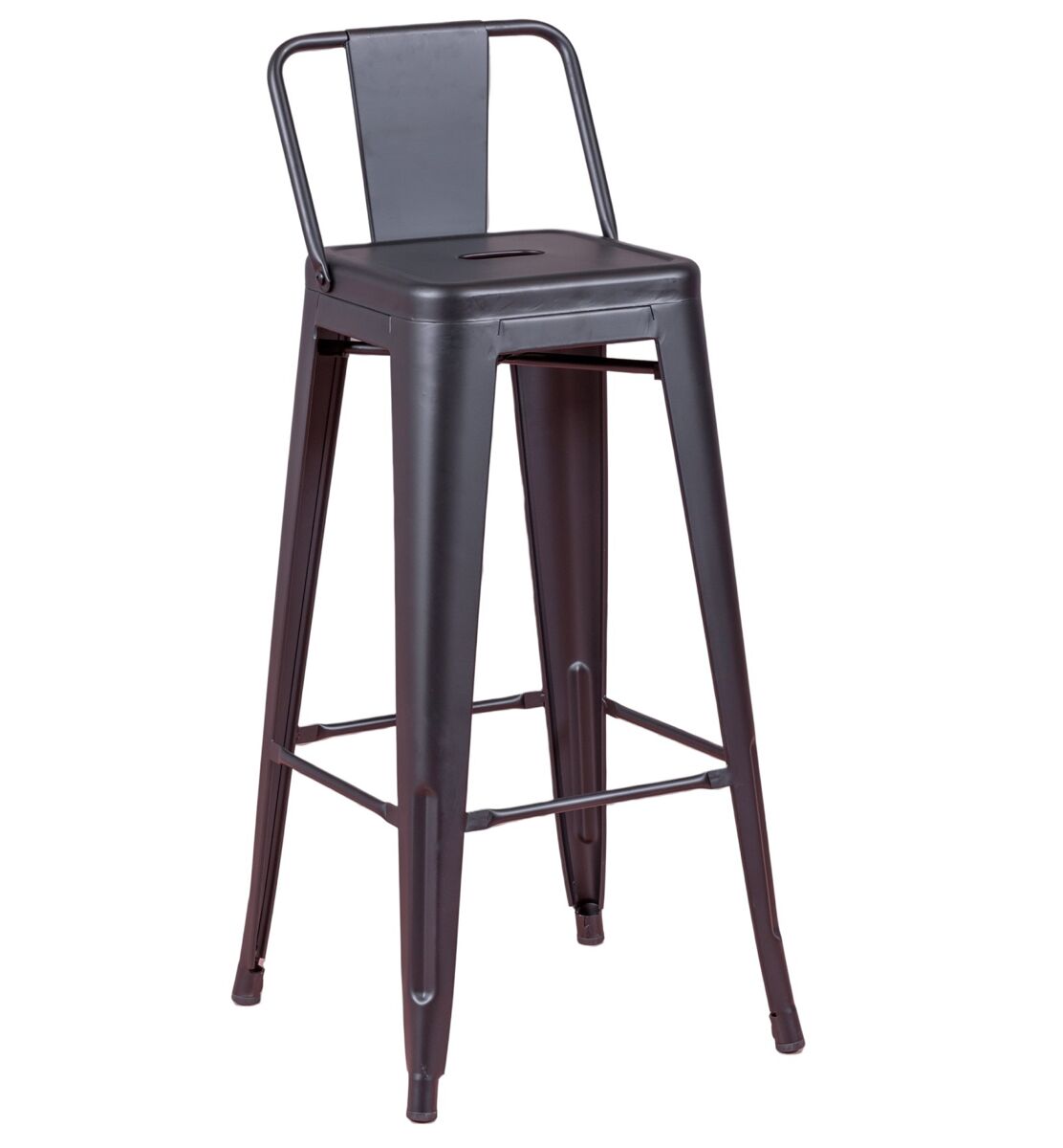 Banqueta industrial de metal com encosto baixo (76cm) - bistro