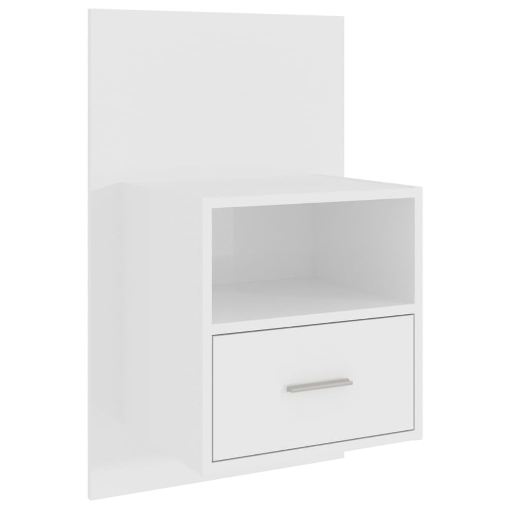 Vidaxl mesa de cabeceira montagem na parede branco brilhante