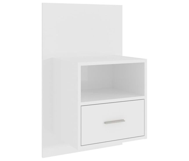 Vidaxl mesa de cabeceira montagem na parede branco brilhante
