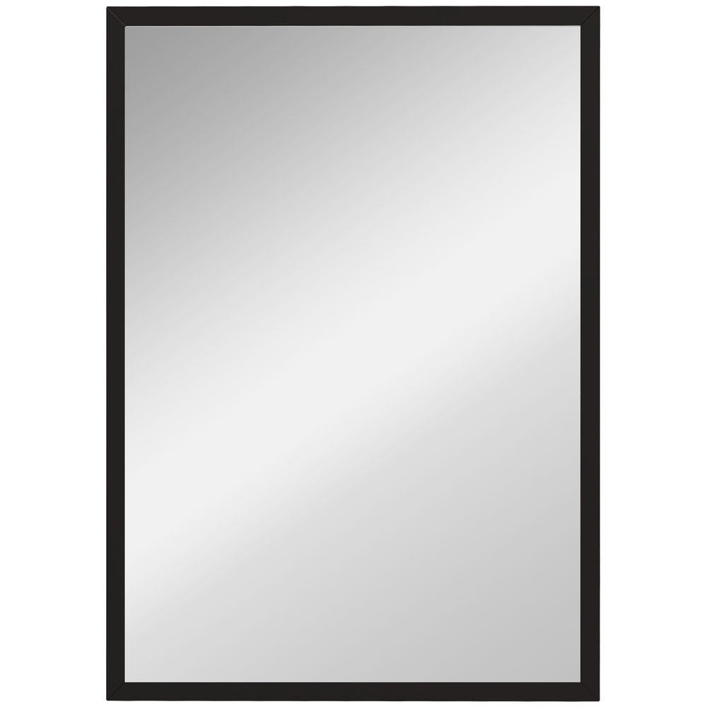 Homcom espelho de parede decorativo 50x70 cm espelho retangular espelho de casa de banho com 4 ganchos metálicos estilo moderno para sala quarto
