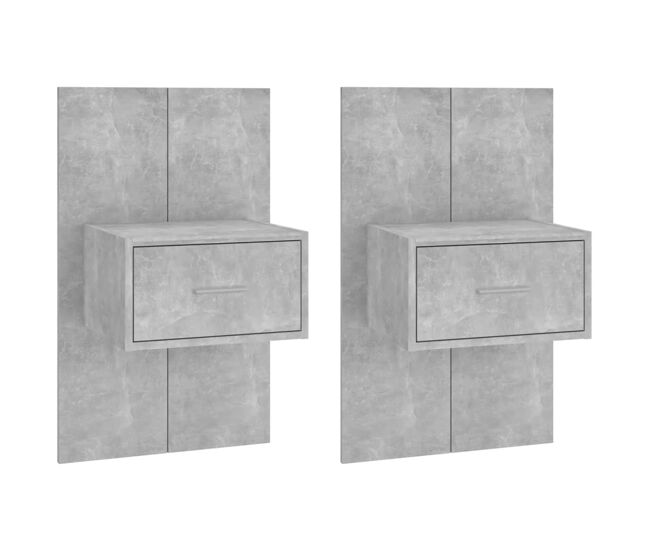 Vidaxl mesas de cabeceira montagem na parede 2 pcs cinzento cimento