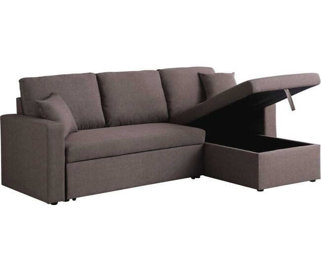 Canapé d'angle convertible/réversible avec coffre "alain" - 3 places - taupe