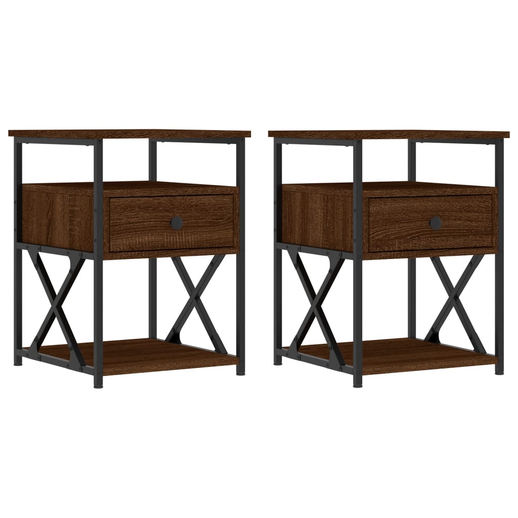 Vidaxl mesas de cabeceira 2 pcs derivados de madeira carvalho castanho