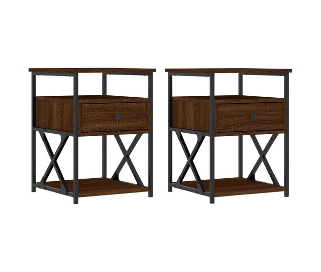 Vidaxl mesas de cabeceira 2 pcs derivados de madeira carvalho castanho