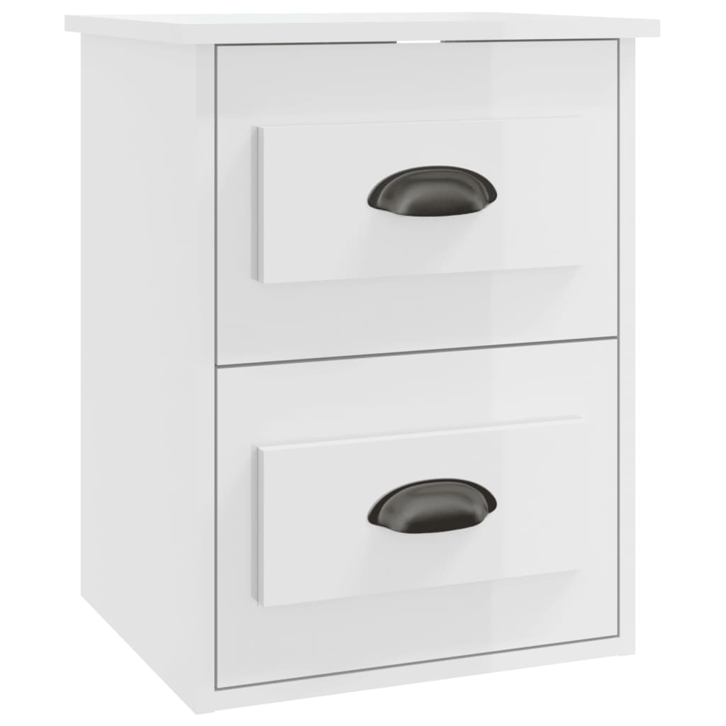 Vidaxl mesa de cabeceira de parede 41,5x36x53 cm branco brilhante