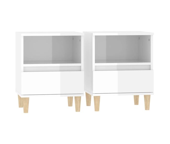 Vidaxl mesas de cabeceira 2 pcs 40x35x50 cm branco brilhante