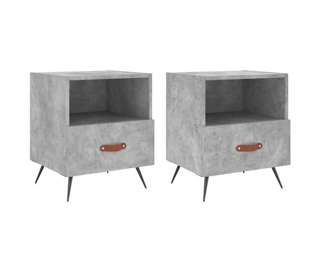 Vidaxl mesas de cabeceira 2pcs derivados de madeira cinza cimento
