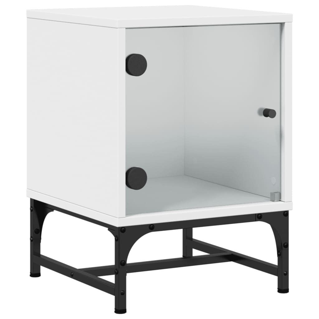 Vidaxl mesa de cabeceira c/ porta de vidro 35x37x50 cm branco