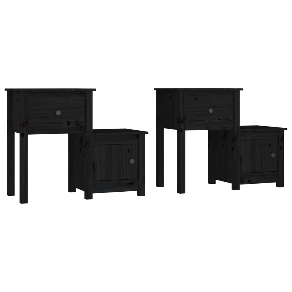 Vidaxl mesas de cabeceira 2 pcs 79,5x38x65,5 cm pinho maciço preto