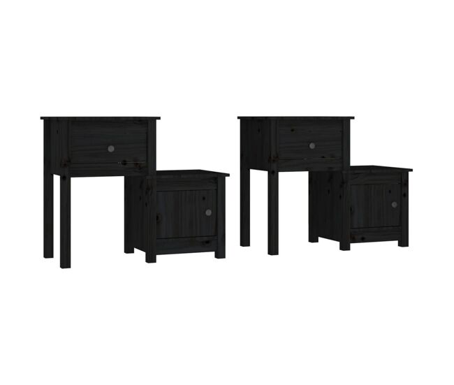 Vidaxl mesas de cabeceira 2 pcs 79,5x38x65,5 cm pinho maciço preto