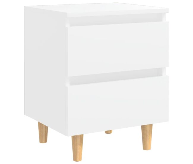 Vidaxl mesa de cabeceira c/ pernas de pinho maciço 40x35x50 cm branco
