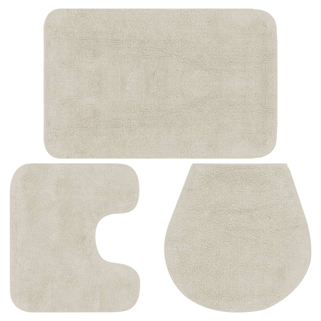 Vidaxl conjunto tapetes de casa de banho 3 pcs tecido blanc
