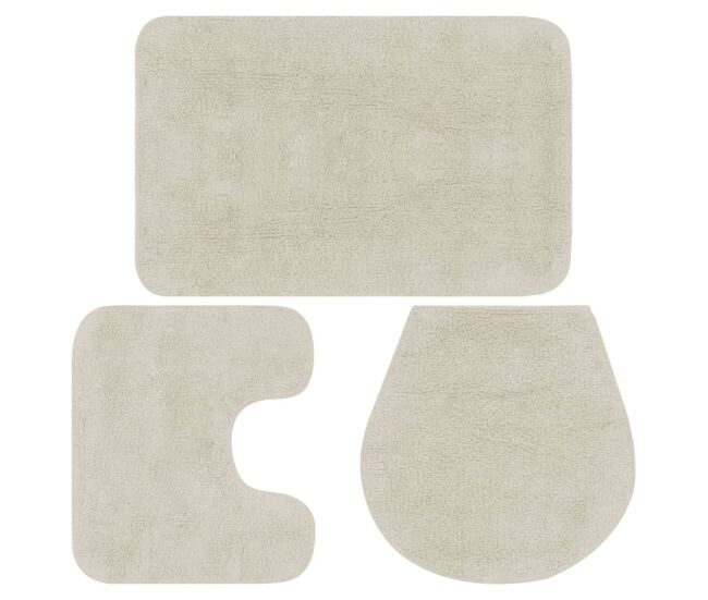 Vidaxl conjunto tapetes de casa de banho 3 pcs tecido blanc