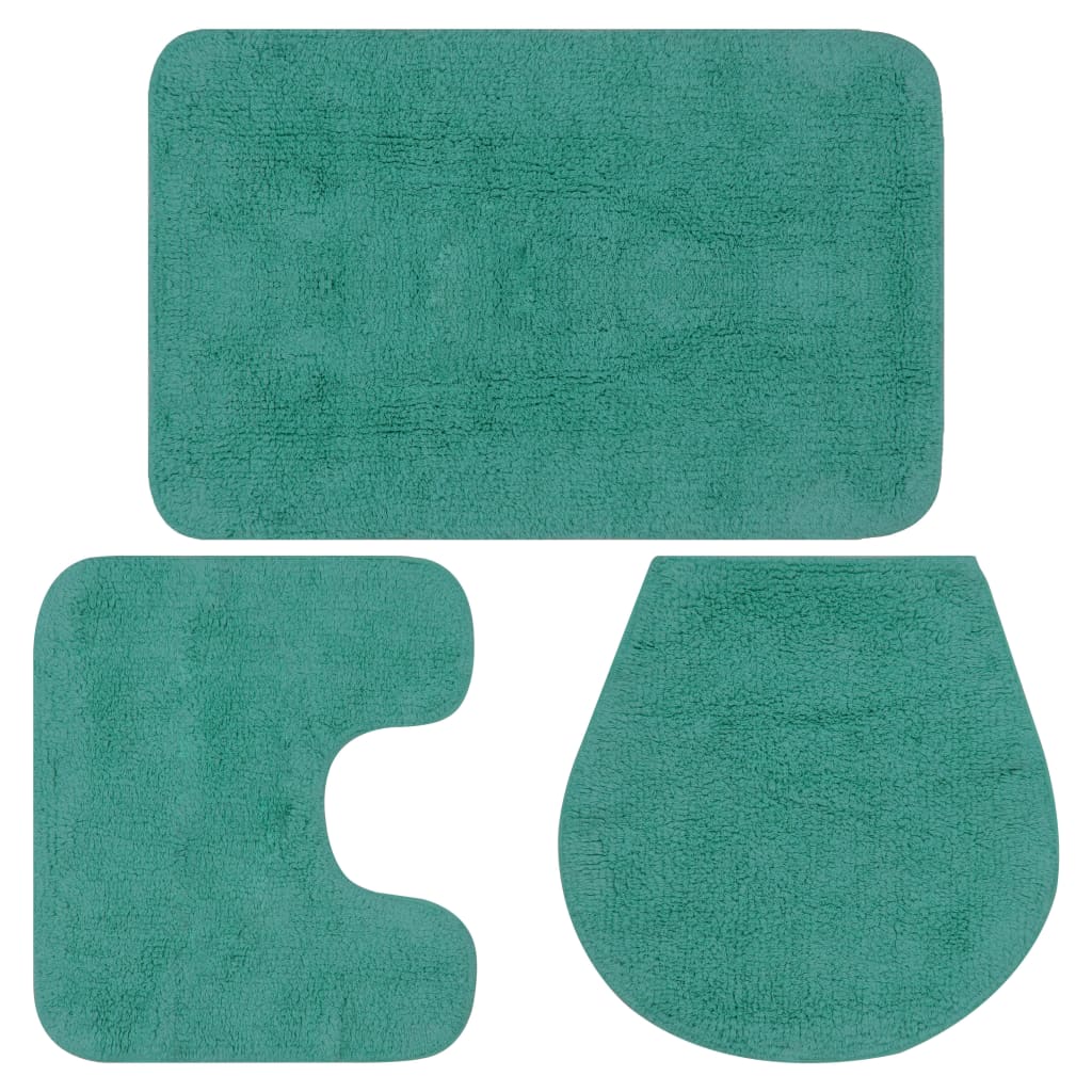 Vidaxl conjunto tapetes de casa de banho 3 pcs tecido turquesa