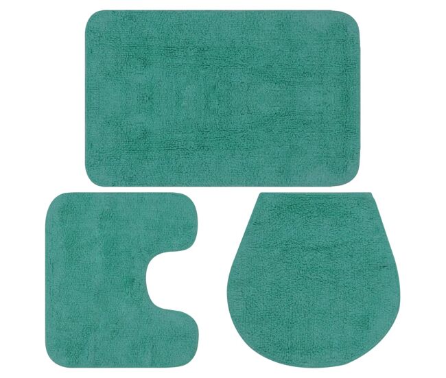 Vidaxl conjunto tapetes de casa de banho 3 pcs tecido turquesa
