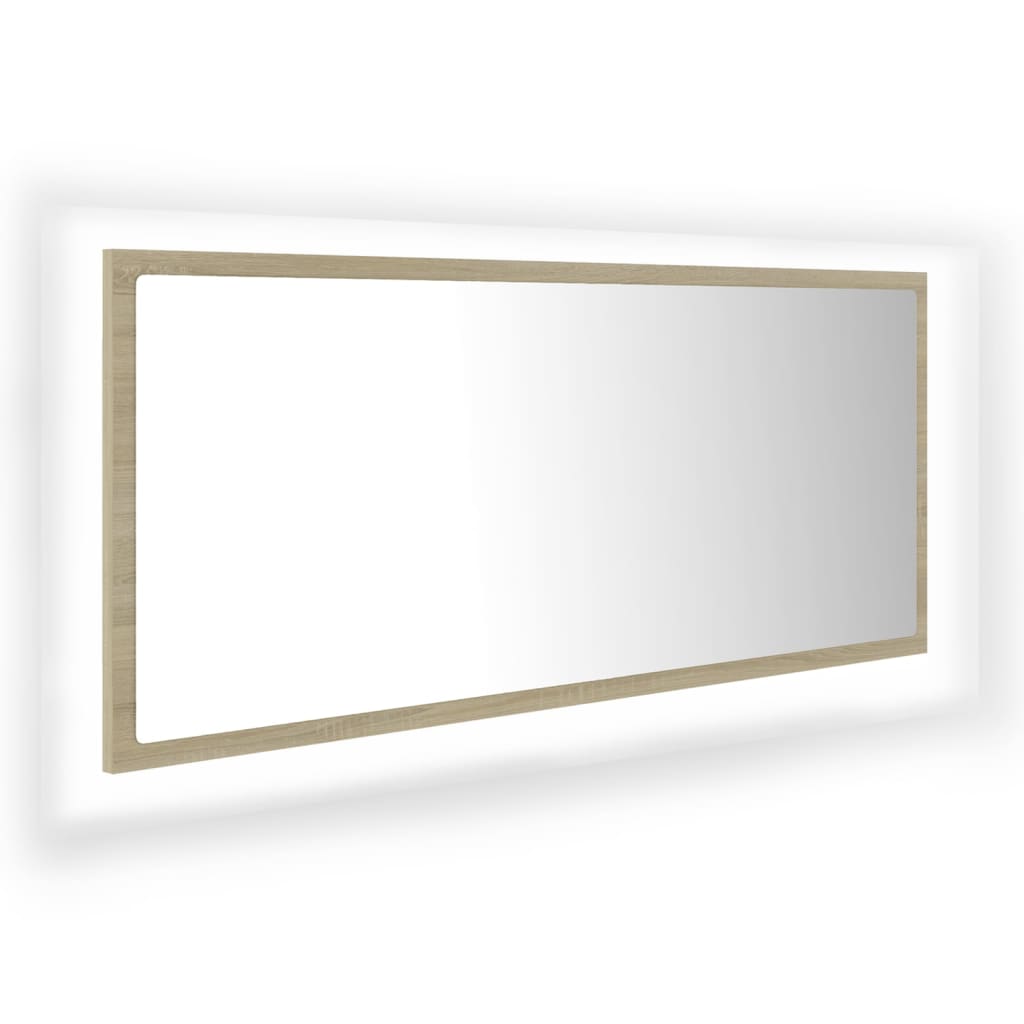 Vidaxl espelho casa banho c/ led 100x8,5x37cm acrílico carvalho sonoma