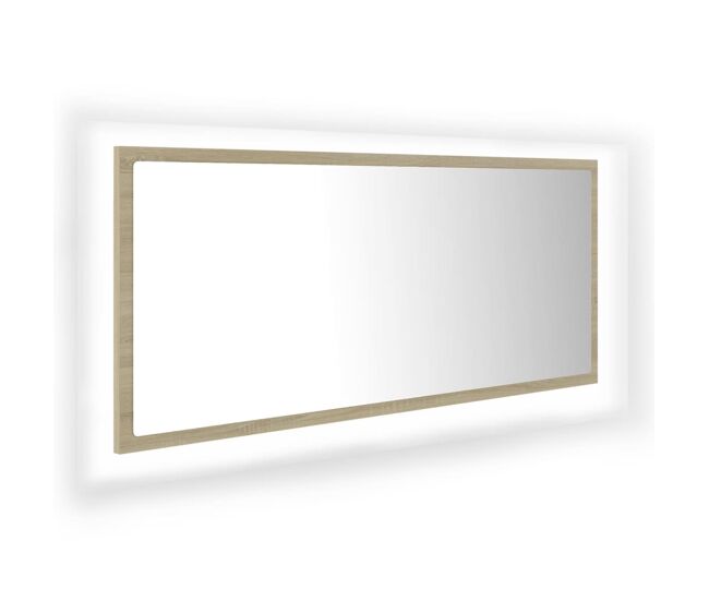 Vidaxl espelho casa banho c/ led 100x8,5x37cm acrílico carvalho sonoma