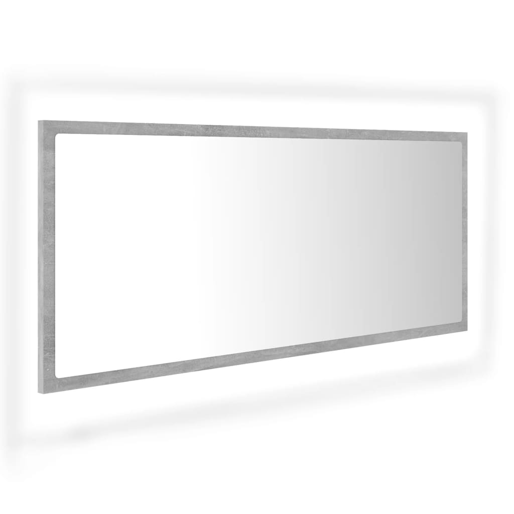 Vidaxl espelho casa de banho c/led 100x8,5x37cm acrílico cinza cimento